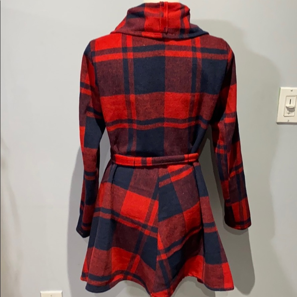 Gorgeous Red and Navy Plaid coat - Picture 2 of 5